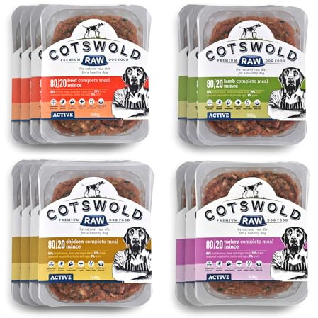 Cotswold RAW Active 80/20 Mince Adult Raw Dog Food, Mixed Mince - 7kg | Frozen Raw Dog Food, BARF Premium British Meat Raw for All Dogs
