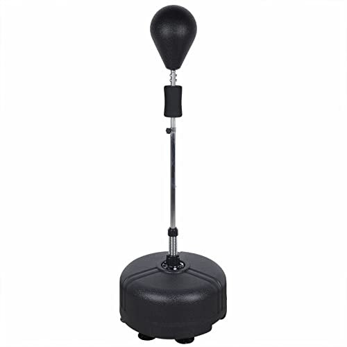 Fitness boxningssäck, punchingboll, boxningsträning, stående boxningssäck, 120–160 cm, höjdjusterbar stativlåda, speed-boll, stående boxningsboll för proffs och nybörjare (svart)