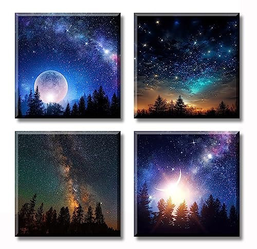 DJSYLIFE Galaxie-Wanddekoration für Jungenzimmer, Leinwand, Wandkunst, bunter Nebel, sternenklar, kosmische Malerei, Astronomie-Poster, modernes Wohnzimmer, Schlafzimmer, Aurora, Naturlandschaft, 30,5