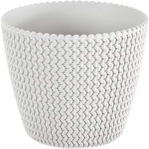 B2C Plant Pots Indoor Outdoor Plastic Flowerpot 13cm to 40cm Small Medium Large Splofy 6 Colours (40cm, White)