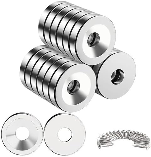 Wukong 20PCS Calamita Neodimio, 10x3mm Magneti con Foro n52 Potente Magnete con Viti per Uffici Lavagna Magnetica Frigorifero Magnet Board