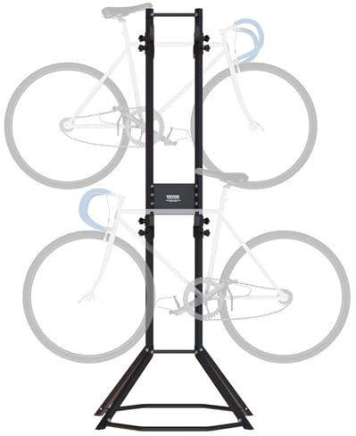 VEVOR Support de rangement pour 4 vélos, support de vélo vertical mural à gravité autonome réglable, capacité de charge 117,93 kg acier robuste et facile à assembler, pour garage, salon, hangar, noir