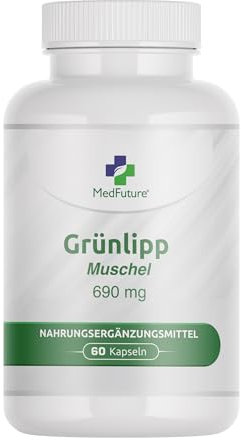 Grünlippmuschel Kapseln 690 mg, 60 Kapseln - Grünlippmuschelextrakt Für Menschen, Natürliche Unterstützung Für Gelenke, Hochdosiertes Grünlippmuschel Ergänzungsmittel