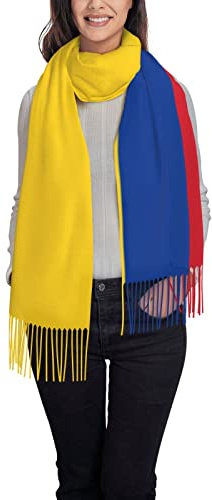 Mujeres Colombia bandera manta poncho flecos chal envuelve capas cálidas