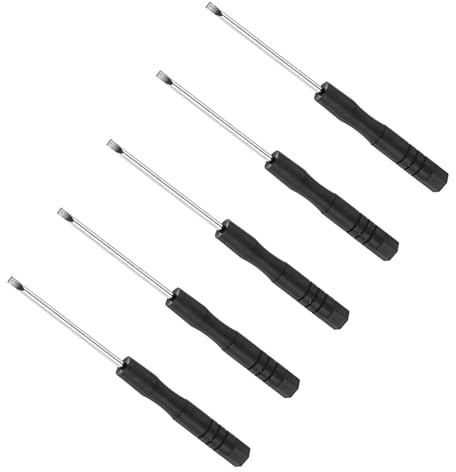 CoCud Cacciavite a Taglio Piccolo, Dimensioni 2mm Lunghezza 80mm, Cacciavite Piatto in Acciaio S2 con Manico Antiscivolo per Occhiali Orologi Elettronica Computer, 5pz