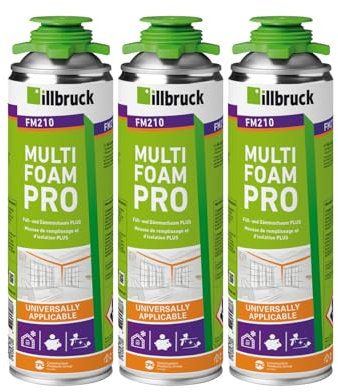 FM210 Lot de 3 mousses de construction pour fenêtres et façades - Pour montage et montage - Haute isolation phonique - 750 ml - Sans nettoyant/sans pistolet à mousse