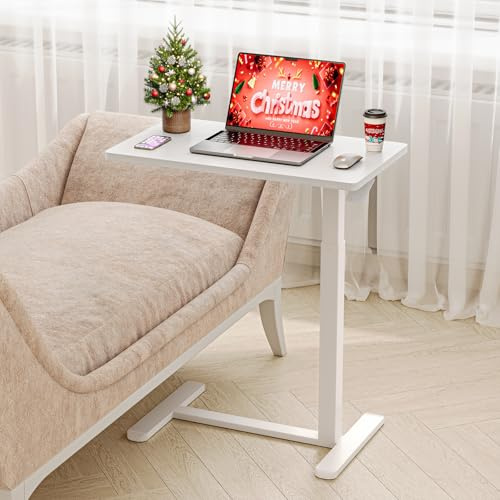 Dripex Beistelltisch höhenverstellbar mit Rollen, Betttisch für Krankenbett, Pflegetisch mit Rollen, Kleiner Computertisch, Sofatisch Laptoptisch für Wohnzimmer, Schlafzimmer, Pflegebett, weiß
