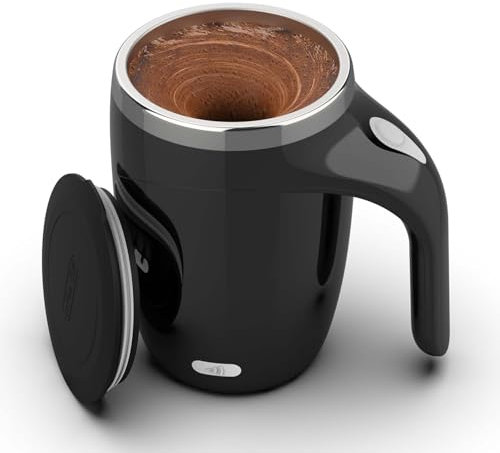 CYANLUX Tazza da caffè auto-mescolante, magnetica automatica, ricaricabile, in acciaio inox, tazza da caffè elettrica con coperchio, per caffè, latte, tè (nero)