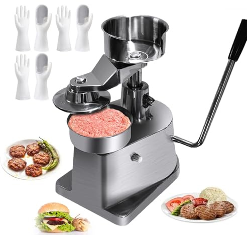 Hamburger Patty Press, Commercial Meat Patty Maker with 500 Patty Papers, Meat Processor Burger Press Machine for Meat Patties, Stuffed Burgers, Crab Cakes - Diameter: 4″/5″/6″,15cm