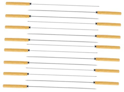 SUPVOX Set Di Spiedini in Acciaio Inossidabile Per Barbecue Per Spiedini Da Esterno Spiedini in Metallo Per Spiedini Con Manico in Legno