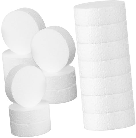 KALLORY 24Pcs Foam Discs Round Foam Circles for Crafts Cake Decorating and Sculpting High Density Foam for Easy DIY Projects for Various Occasions and Floral Arrangements