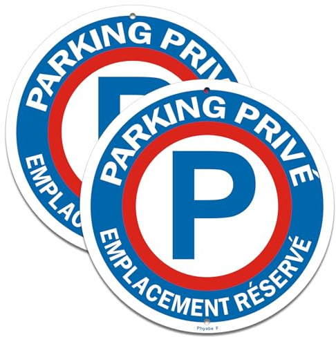 Phyabe Panneau Parking Privé Emplacement Réservé Aluminium - 2 Pièces, 25 x 25cm Panneau De Signalisation, Résistant aux UV, Imperméable
