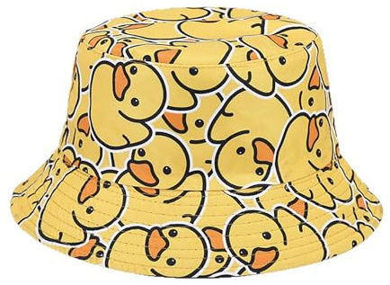 Weenwill Chapeaux de Seau,Bob Réversible Imprimé Canard pour Femme,Chapeau de Pêche,Chapeau de Soleil pour L'été,la Plage,Les Voyages,Les Activités de Plein Air (56-58 cm)