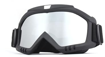 FUGLUS Gafas de moto UV400: resistentes al viento, al polvo y a los arañazos. Ideales para motos todoterreno, bicicletas de montaña.Se pueden llevar sobre gafas.Lentes plateadas