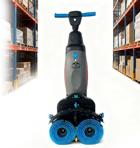 CUTANGELAR Fregadora De Suelos Duros Portátil, Limpiadora Comercial De Operación Manual, Cabeza Maniobrable 360°, 13000 Pies Cuadrados por Hora, Ancho De 18 Pulgadas, para Estaciones Y Hogares.(Gray)