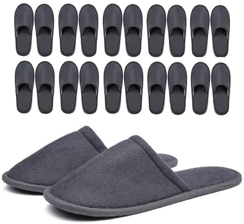 Kiuiom Ciabattine Spa Morbide,Pantofole Hotel,Ciabatte Ospiti,Pantofole in Pile Corallo Punta Chiusa Pantofole Portatili Unisex Antiscivolo per Hotel Spa Casa Viaggi (10 Paia)