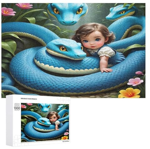 Puzzles 1000 Pièces Adultes, Puzzle De Jeu, Animal Serpent Planche De Bois, Excellent Cadeau pour Enfants （75×50cm）