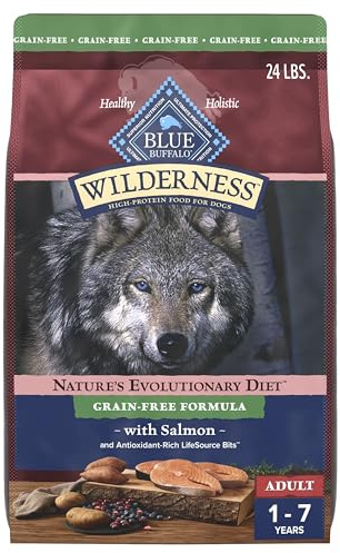 Blue Buffalo Wilderness Adult High-Protein Dry Dog Food with Real Salmon, Grain-Free, Made in the USA with Natural Ingredients, Salmon, 24-lb Bag