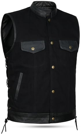 SOA Biker Side Lace Jeans väst med läderkant för män