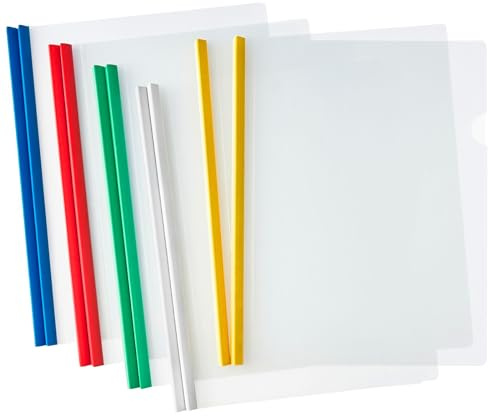 JOERSH Clear Report Covers with Sliding Bar, 10Pcs, 5 Colors