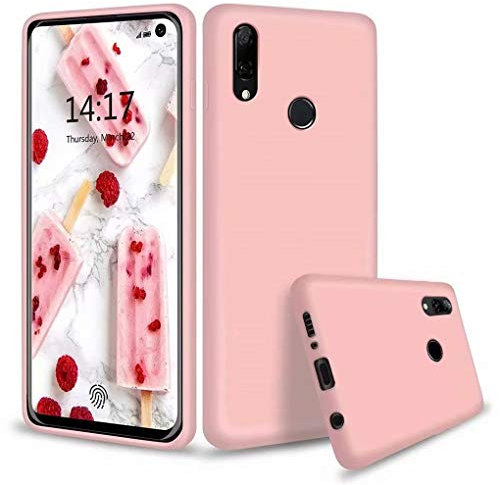 NiaCoCo Compatible avec Huawei P Smart Z 2019/Y9 Prime 2019 Coque Ultra Mince Antichoc Silicone Liquide Étui pour Téléphone Gel Doux Microfibre de Caoutchouc Rayure Protecteur Cas(Rose)