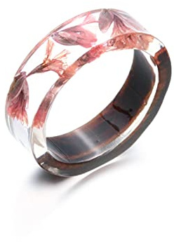 Hartsring torkade blommor växter inuti smycken Transparent ring för kvinnor Present-10, s