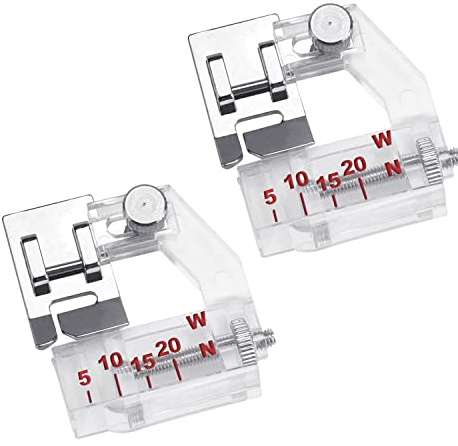 Bessy shop Pied-de-biche pour machine à coudre, 2 pièces pied de reliure en biais réglable 5 20 mm, règle universelle, convient la couture tige basse Snap-on Brother, Singer, Janome, Kenmore