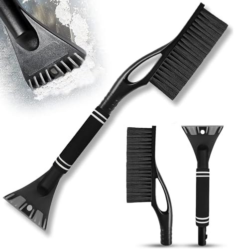Tuofang Rascador Hielo Coche con Escoba, 2 En 1 Rascador de Hielo para Coche, Cepillo de Nieve Extraíble con Mango de Espuma Ergonómico, para Coche, SUV, Camión, Parabrisas (Negro)