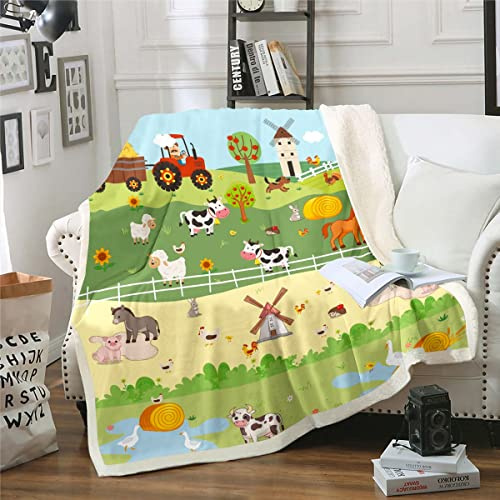 Fattoria Animale Coperta Carina Mucca Cavallo Cucciolata Coperta per Letto per Bambini Bambini Bambini Cartoni Animati Camion Trattore Sherpa Coperta Rustica Fattoria Coperta In Pile Coperta Razzo