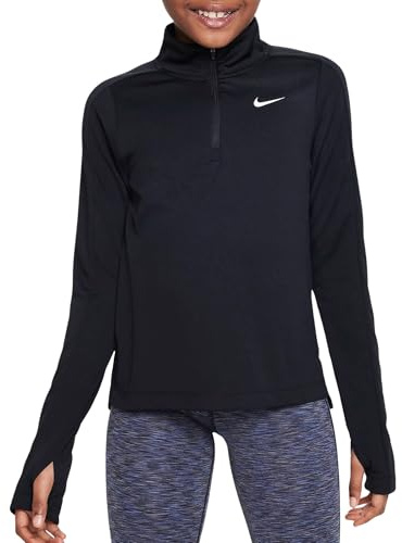 NIKE FD2853-010 G NK DF LS HZ Sweatshirt Girl's BLACK/WHITE Size S