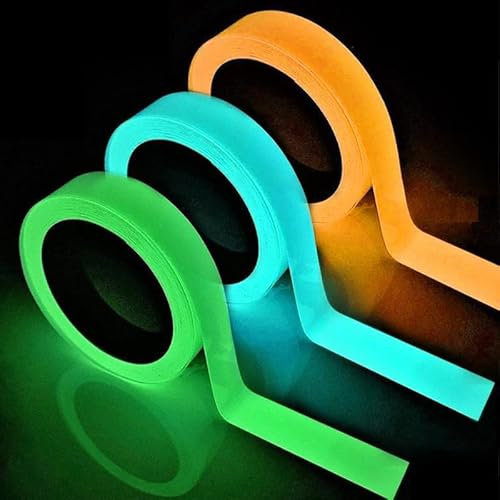 Taicols 3 Pezzi 5m x 1cm Nastro Luminoso, Nastro Fluorescente Adesivo, Nastro Bagliore Nel Buio,Nastro Luminoso Adesivo Impermeabile Nastro Fluorescente Adesivo, Nastro Adesivo Luminescente