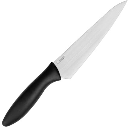 Kershaw 6” Utility Kitchen Knife, Black and Gray Design, 6 Inch Stainless Steel Utility Plain Edge Blade, Included Sheath, Paring Knife for Meat, Fruit, Vegetables and More