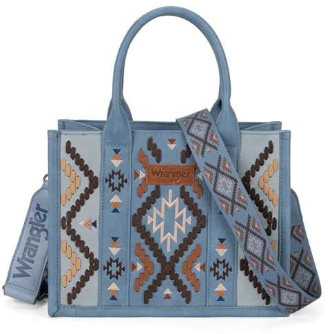 Wrangler Whipstitch Azteken-Tragetasche für Damen, Top-Griff, Western-Geldbörsen und Handtaschen, A-vegane Leder-Jeans, Medium