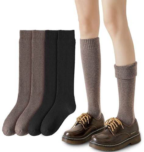 EUPSIIU 2 Paires Chaussettes Hiver Chaudes, Épaisses et Montantes, Tricotées, Pour Bottes et Sol