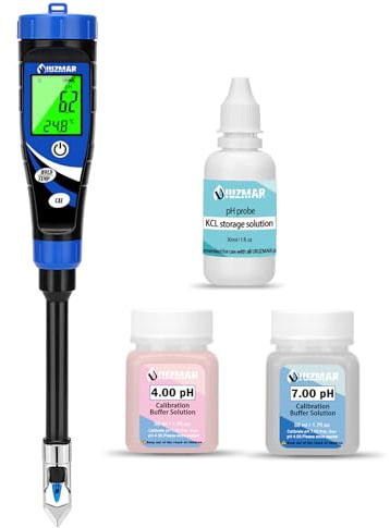 UIUZMAR Boden pH Messgerät, Elektronisches pH Meter für Pflanzen, pH Tester für Boden und Wasser, Digitales pH Wert Messgerät für Pool, Zimmerbepflanzung, Gartentöpfe, Fleisch, Wein, Joghurt, Soßen