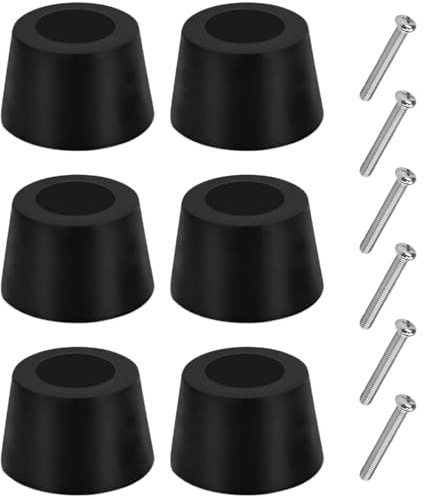 Rubber Door Stop - ShiningUU 6 Pcs Black Door Stops, Wall Floor Mounted Door Stopper with Screw for Homes Offices Schools, Door Stoppers for Walls, Rubber Feet for Cutting Board Furniture
