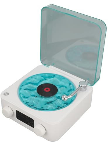 SENECESLI Altavoz Bluetooth con Luces Ambientales, Reproductores de Música Vintage, Pequeño Reproductor de Disco para la Oficina del Escritorio de la Sala, Altavoz de Olas, 1500 MAh (Blue)