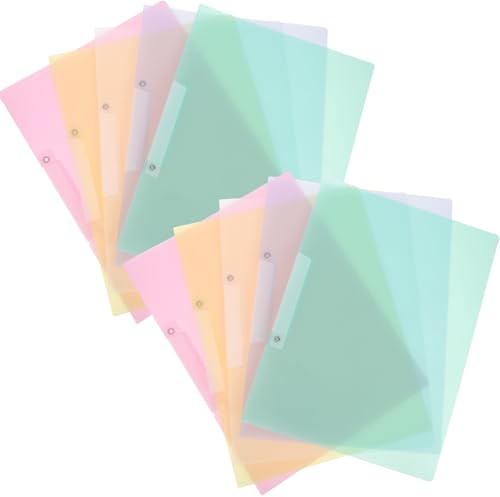 HIAKDOFT Cartelle di Presentazione con Apertura Laterale e Clip Oscillante Set da 10 Pezzi in Plastica Leggera Organizer Portadocumenti Pieghevole per Ufficio Scuola e Uso Portatile