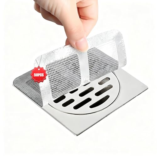 50 Piezas Rejilla desague Ducha, atrapa pelos Ducha, 10 x 10cm cmfiltro desague Ducha - Atrapa el Pelo fácilmente - Adecuado para bañeras y fregaderos de Cocina