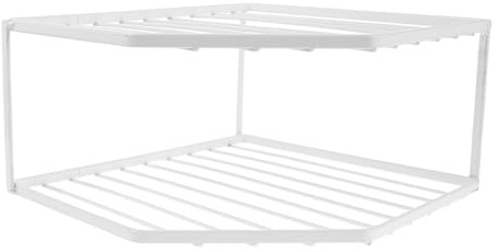 CALLARON White Double Layer Dish Rack Iron Kitchen Countertop Shelf Organizer with Versatile Placement and Space Optimization, Freestanding Pot Pan Rack Stand for Kitchen Storage