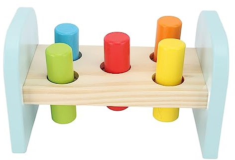 Alomejor Jouet de Martelage en Bois pour Les Tout-Petits de 1 à 3 Ans, avec Maillet et Boucle en Silicone, Développement éducatif de la motricité Fine, Coordination œil-Main (Type 1)