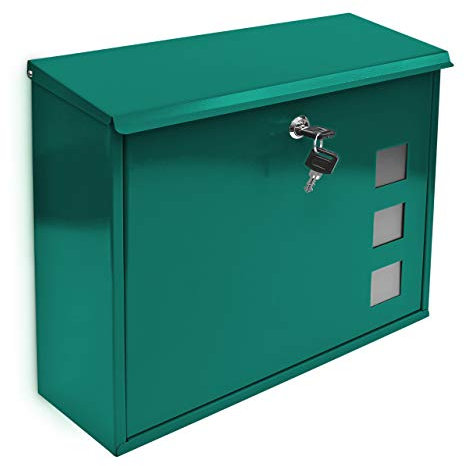 Relaxdays Cassetta Postale, Casetta delle Lettere Buste, Casella Posta, Giornali, a Parete, con Finestrella, Verde