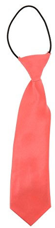 Jungen-Krawatte, einfarbig, vorgebunden, für Hochzeit, Taufe, Kollektion Vater und Sohn, Schleife vorgebunden, korallenrot, One Size