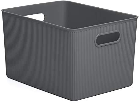 TATAY Plastic Storage Basket 22 L Baobab | Organizer Box | Integrated Handles | Compact and Versatile Design | BPA-Free Plastic | 29.4 x 38.5 x 23 cm, Grey