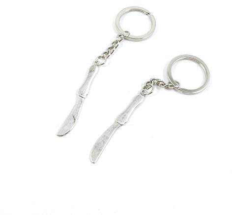 Porte-clés argenté antique R2LM7B avec couteau à fruits et rasoir Antique Silver