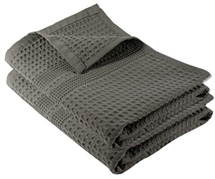 GILDEN TREE Waffle Hand Towels for Bathroom Quick Dry Towel Super Absorbent Thin 100% Cotton Lint Free, Hand Towels for Bathroom Set of 2, Classic Style (Stone)