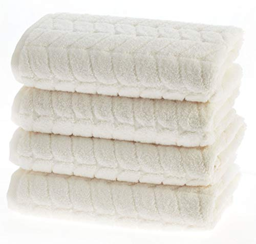 BAGNO MILANO Turkish Cotton Bath Towels, Hand Towels - Soft Plush Jacquard Collection Luxury Towels Set (Cream, 4 Pcs Hand Towel Set)