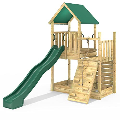 Rebo® Modular Wooden Climbing Frame Adventure Playset - M3 / M4 | OutdoorToys | Kids' Outdoor Wooden Garden Play Equipment, Children's Jungle Gym
