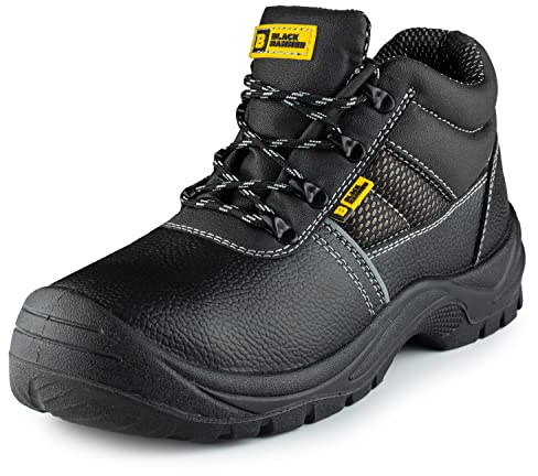 BLACK HAMMER Bottes de sécurité pour hommes antidérapantes avec embout en acier S3 SRC Chaussures de travail 1471 Noir (45 EU)