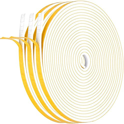Dichtungsband Selbstklebend für Türen Fenster, 6mm(B) x 3mm(D)/18m Schaumstoff klebeband Gummidichtung Gegen Kalte Zugluft/Anti-Kollision/Schalldichter/Wasserdichter/Staubdicht Weiß